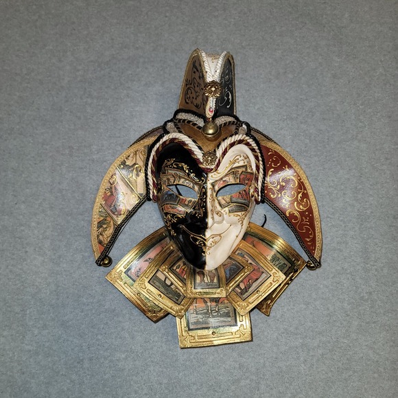Other - Venetian Jester Masquerade Mask Gold Black Tarot Card Carnival Wall Decor 13in